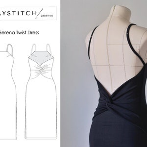 Serena Twist Dress Open Back Backless Knit Bodycon Dress Sewing Pattern image 1
