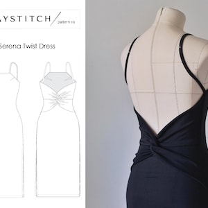 Serena Twist Dress Open Back Backless Knit Bodycon Dress Sewing Pattern image 1