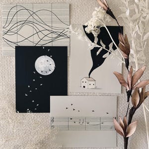 Petites cartes postales : impressions d'art célestes et inspirées de la musique