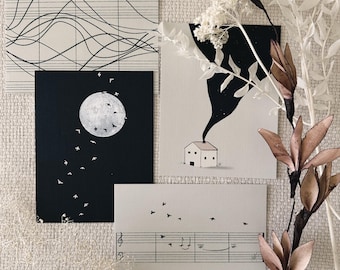 Petites cartes postales : impressions d'art célestes et inspirées de la musique