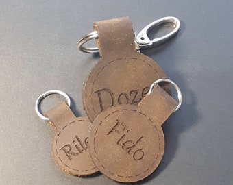 Engraved Leather Round Tags | Quiet Dog Tag | Stylish Horse Blanket/ Bridle Tag | Multibuy Discount Available