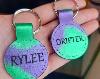 Painted Leather Round Tags | Quiet Dog Tag | Stylish Horse Blanket/ Bridle Tag | Painted & Engraved