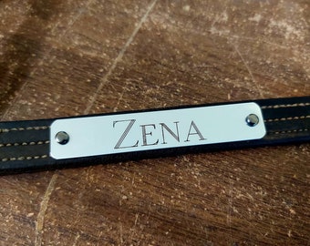 Engraved Aluminum Horse Halter Plate with Rivets or Chicago Screws (Blackened Letters)