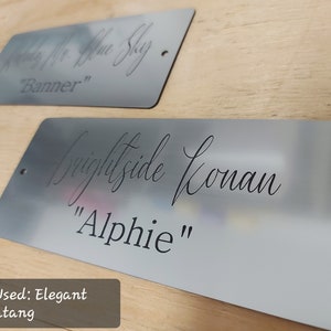 Custom Engraved Horse Stall Plate Bold lamacoid Plastic Metallic Options Multiple font options image 10