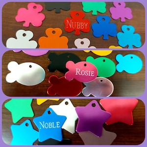 Custom Engraved Dog Tag - Multiple Shapes to Choose From - Fish (Great for cats) / Clover / Star - Bold Laser or Deep Drag Engraved
