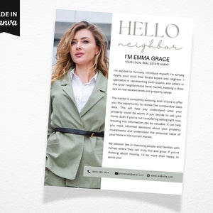 Realtor Introduction Flyer, Real Estate Prospecting Letter, Hi Neighbor Agent Intro Letter, Real Estate Marketing, Realtor Farming Letter