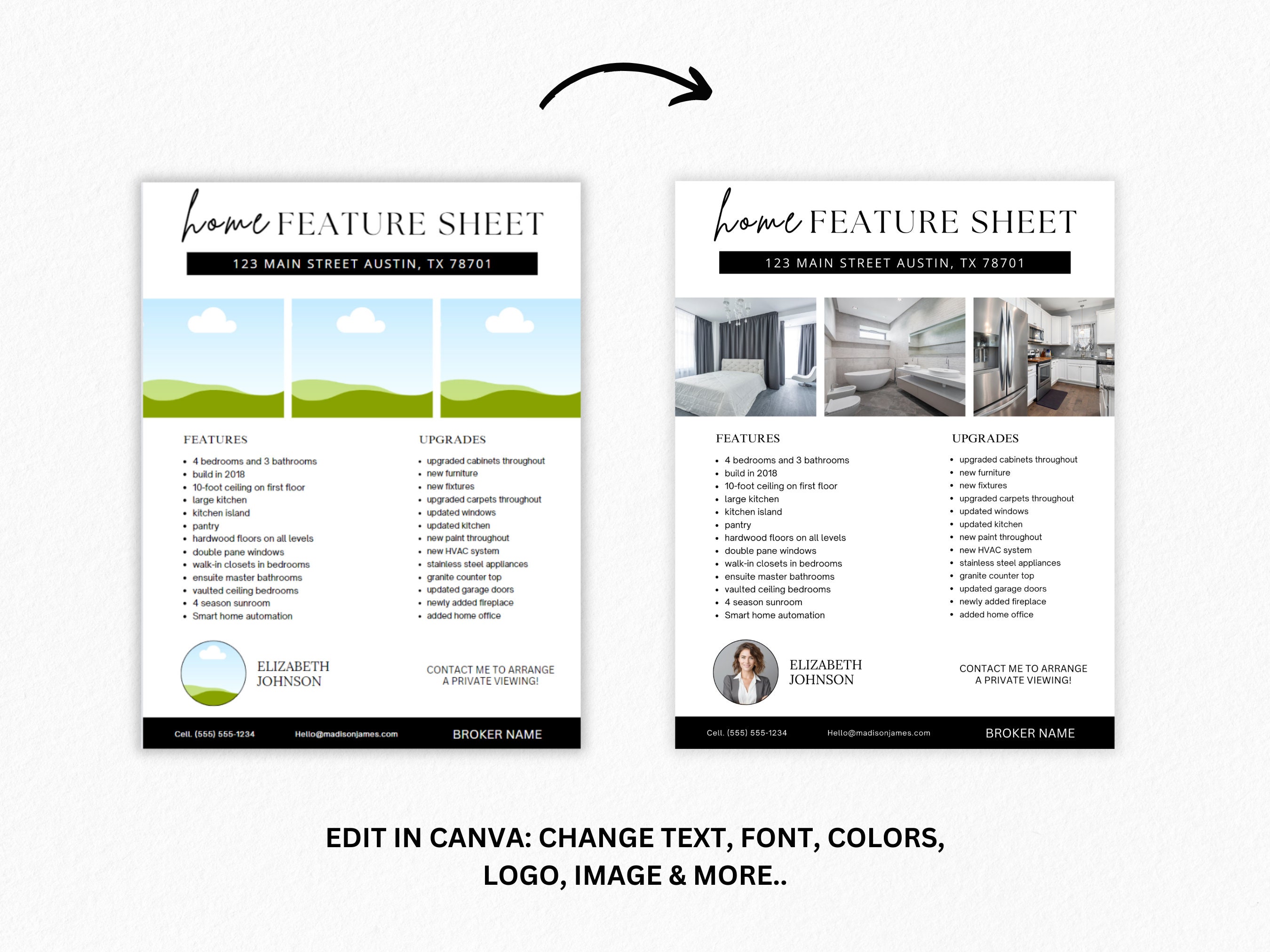 Minimal Home Feature Sheet Flyer Template, Real Estate Marketing, Real ...