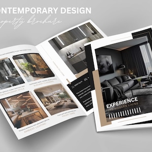 Brochure immobiliare moderna, modello bifold di 4 pagine, modello Canva per volantino immobiliare, brochure della proprietà per nuove inserzioni, settore immobiliare