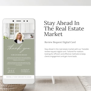 Carte texte moderne de demande d'examen par un client | Marketing des agents immobiliers | Témoignages de clients entrepreneurs | Modèle de toile | Agent immobilier