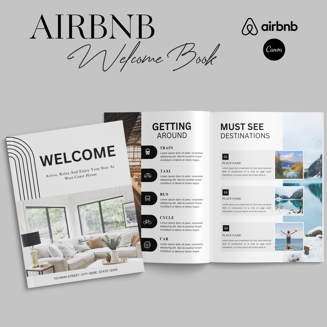 Modelo de livro de boas-vindas do Airbnb com 30 páginas Modelo de guia ...