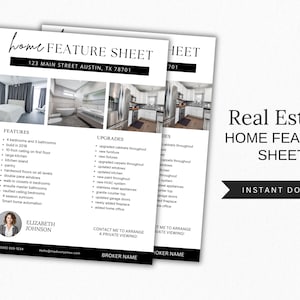 Flyersjabloon voor minimaal huisfunctieblad, Vastgoedmarketing, Vastgoedsjablonen, Zojuist vermeld, Functieblad huis, Functies van het huis
