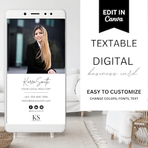 Digitale visitekaartje Canva-sjabloon | Visitekaartje | Vastgoedmarketing | Modern visitekaartje | Digitaal visitekaartje voor makelaar, Canva