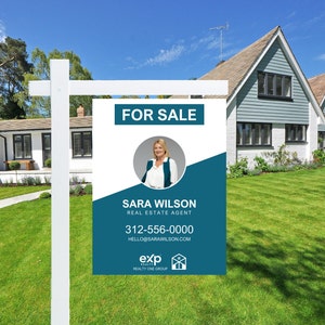 Real Estate Sign, For Sale Sign, Custom Sign, Modern For Sale Yard Sign, Real Estate Market, Canva Template, House Sale, Realtor Marketing