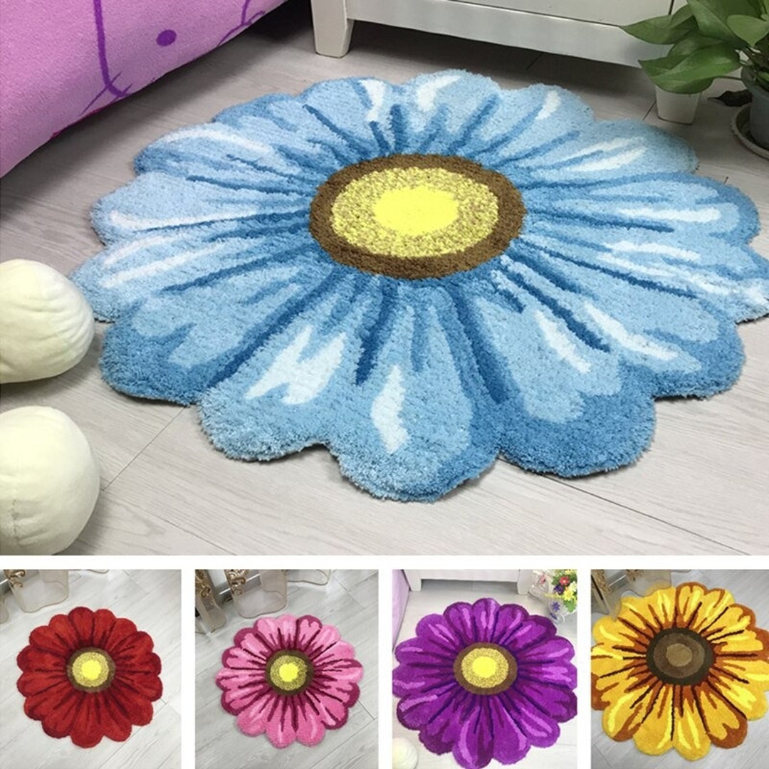Sunflower Rug Sunflower Bathmat Floral Rug Floral Bathmat Etsy