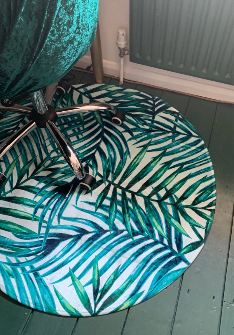 Round Plant Rug Plant Area Rug Tropical Rug Botanical Rug Etsy