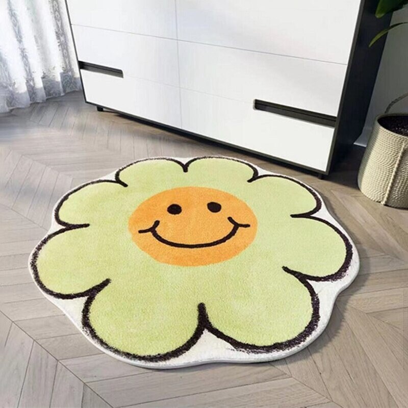 Smiley Face Rug Fluffy Flower Rugnordic Bath Matsmiley Face Etsy
