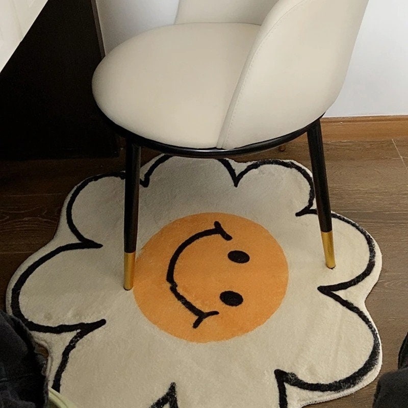 Smiley Face Rug Fluffy Flower Rugnordic Bath Matsmiley Face Etsy