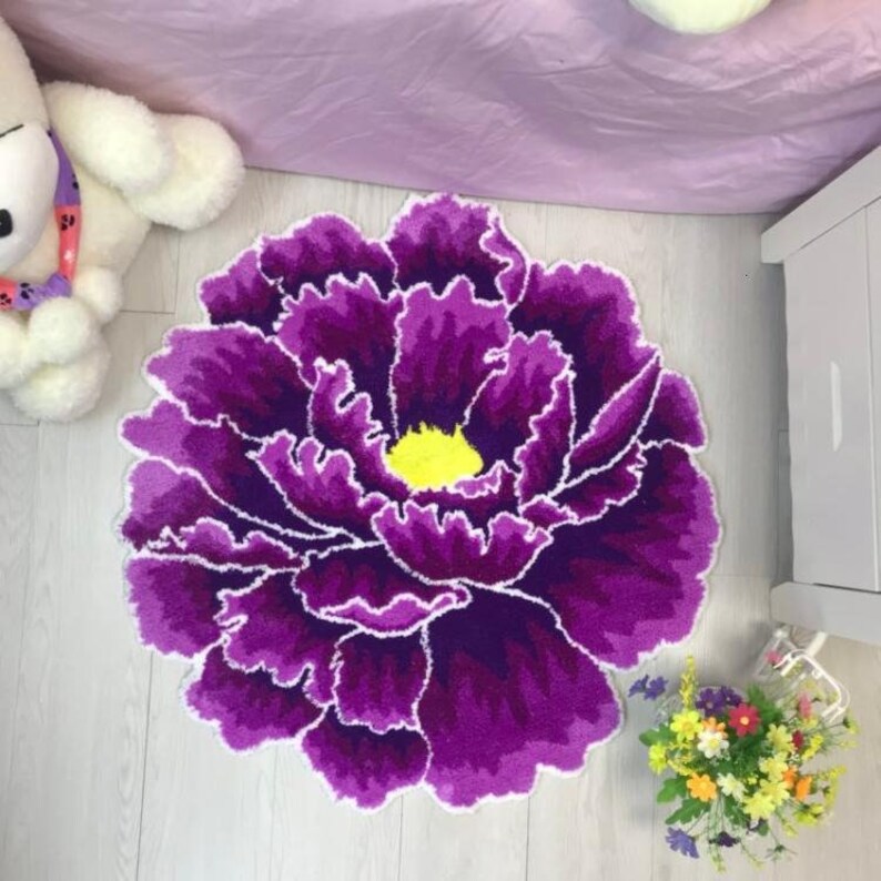 Flower Rug Floral Rug 3d Flower Shape Rug Gift for Her Etsy