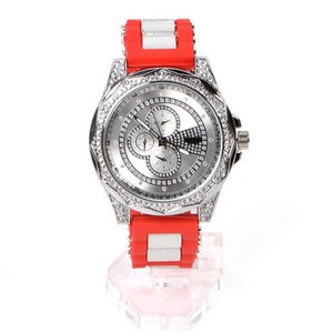 Unique Design & Multi-functional red and silver Men Watches
