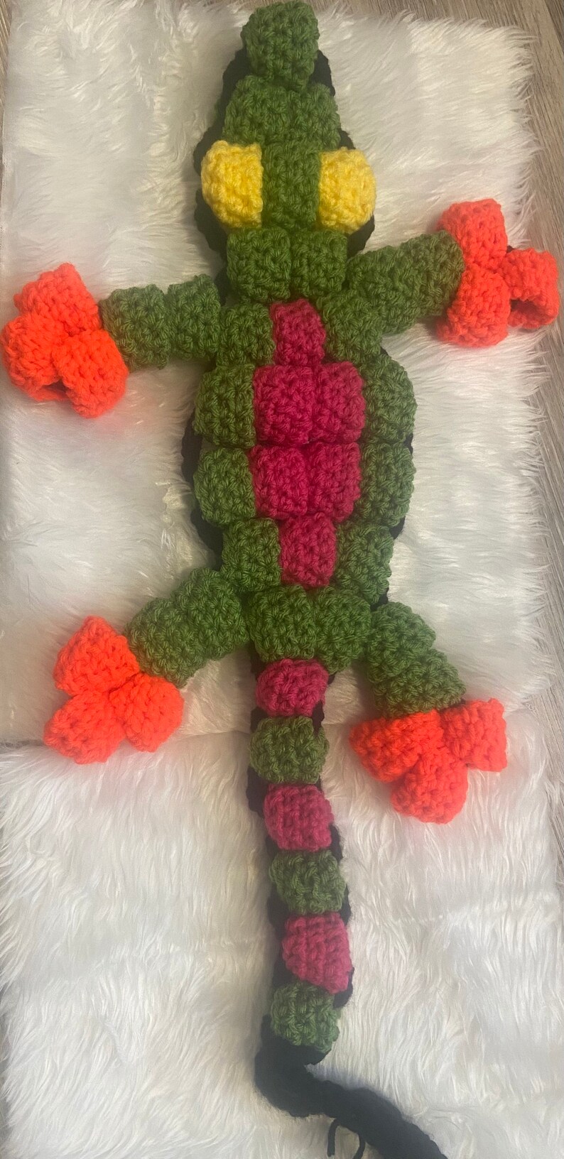 90s Beaded Crochet Lizard Etsy