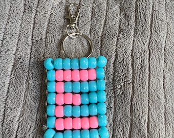 Personalized Beaded Keychain for Kids, Custom Initial Keyring, Teen Gift Ideas, Backpack Charm, Party Favors