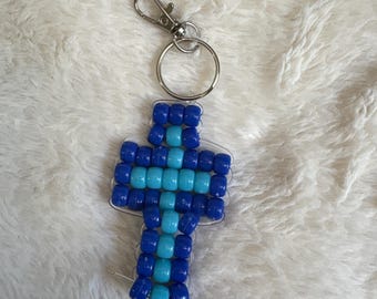Colorful Beaded Cross Keychain, Christian Keychain, Religious Gift, Cross Keyring, Beaded Keychain, Faith Accessories
