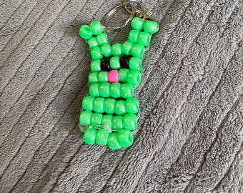 Peep Bunny Keychain, Easter Basket Filler, Beaded Keyring Spring Gift, Party Favor, Cute Kids Teens Teachers