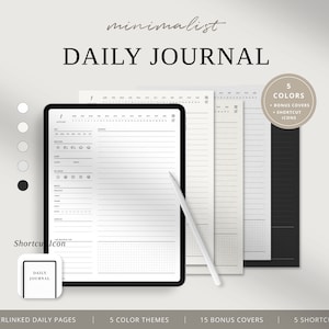 Digital Daily Journal, Daily Undated Journal, GoodNotes Daily Journal, 365 Daily Pages Journal, Minimalist Lined Journal, iPad Journal