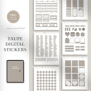 Minimalist Digital Stickers for Digital Planning | Digital Journal Stickers | Planner Stickers | iPad Goodnotes Stickers | TAUPE