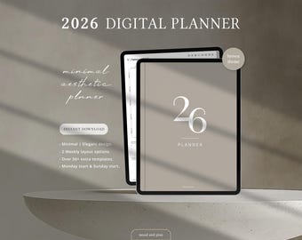 2026 Portrait Digital Planner, 2026 Planner, Goodnotes Planner, Notability Planner, iPad & Tablet, Minimalist Modern Planner, BROWN Theme