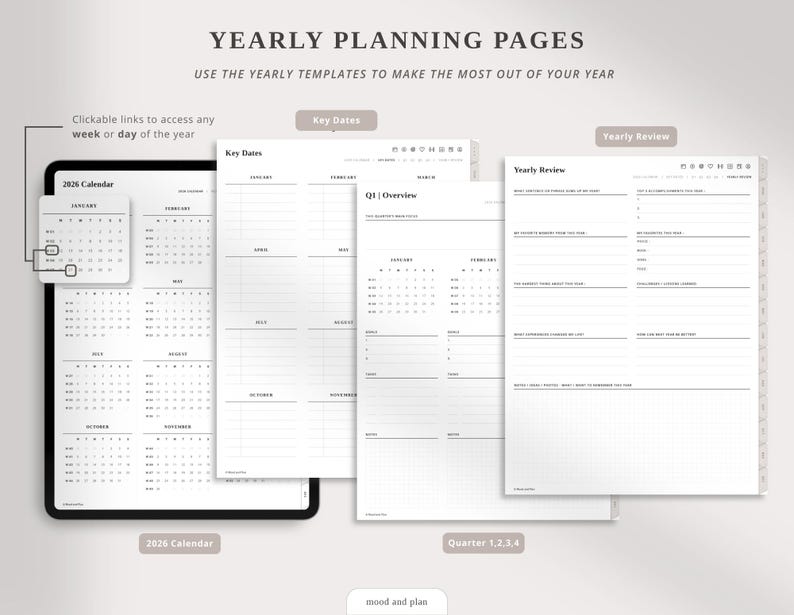 2026 Portrait Digital Planner, 2026 Planner, Goodnotes Planner ...