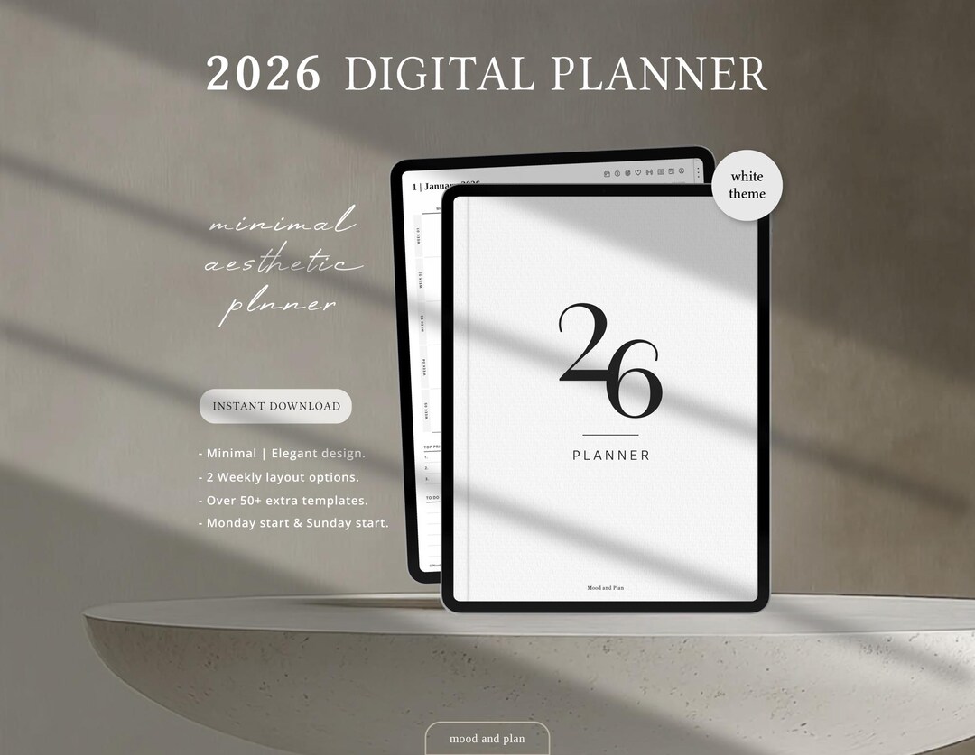 2026 Portrait Digital Planner, 2026 Planner, Goodnotes Planner ...