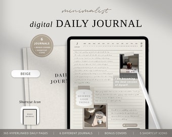 Digital Daily Journal, Minimalist Journal, Aesthetic Digital Journal, GoodNotes Journal, Digital Bullet Journal, Digital Diary, PAPER BEIGE