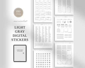 Minimalist Digital Stickers for Digital Planning | Digital Journal Stickers | Planner Stickers | iPad Goodnotes Stickers | LIGHT GRAY