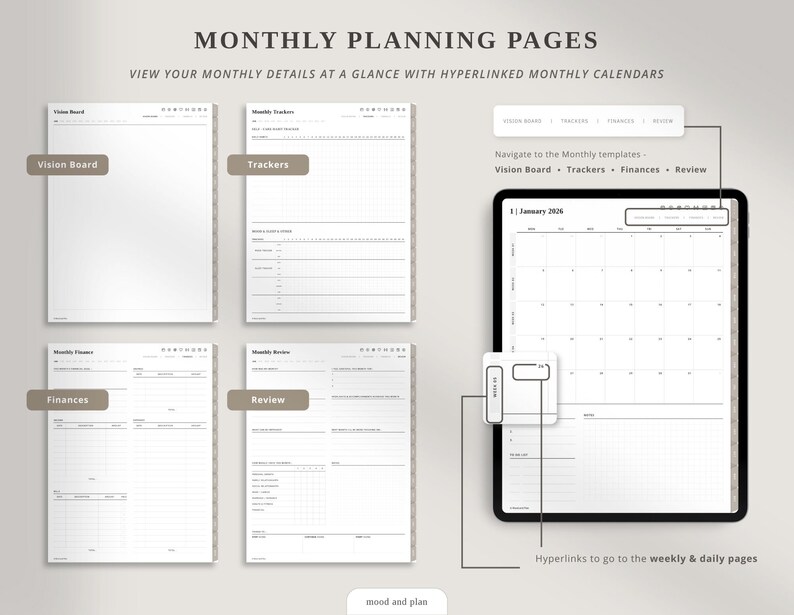 2026 Portrait Digital Planner, 2026 Planner, Goodnotes Planner ...