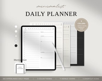 Digital Daily Planner, Minimalist Digital Planner, Daily Undated Planner, iPad 365 day Planner, Daily Schedule, Simple Goodnotes Planner