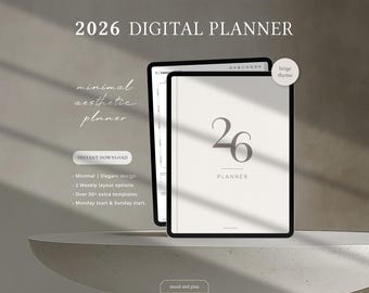 2026 Portrait Digital Planner, 2026 Planner, Goodnotes Planner, Notability Planner, iPad & Tablet, Minimalist Modern Planner, BEIGE Theme