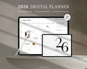 2026 Landscape Digital Planner | 2026 Dated Planner, Hyperlinked GoodNotes Planner, Minimal Weekly Monthly Daily Organizer, White Theme