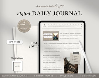 Digitales Tagebuch, minimalistisches digitales Journal, ästhetisches digitales Journal, GoodNotes-Journal, digitales Tagebuch, digitales Notizbuch, OFF WHITE