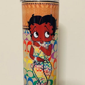 Designer Betty Boop 20oz Tumbler with lid and straw, Stainless Steel tumbler, physical item