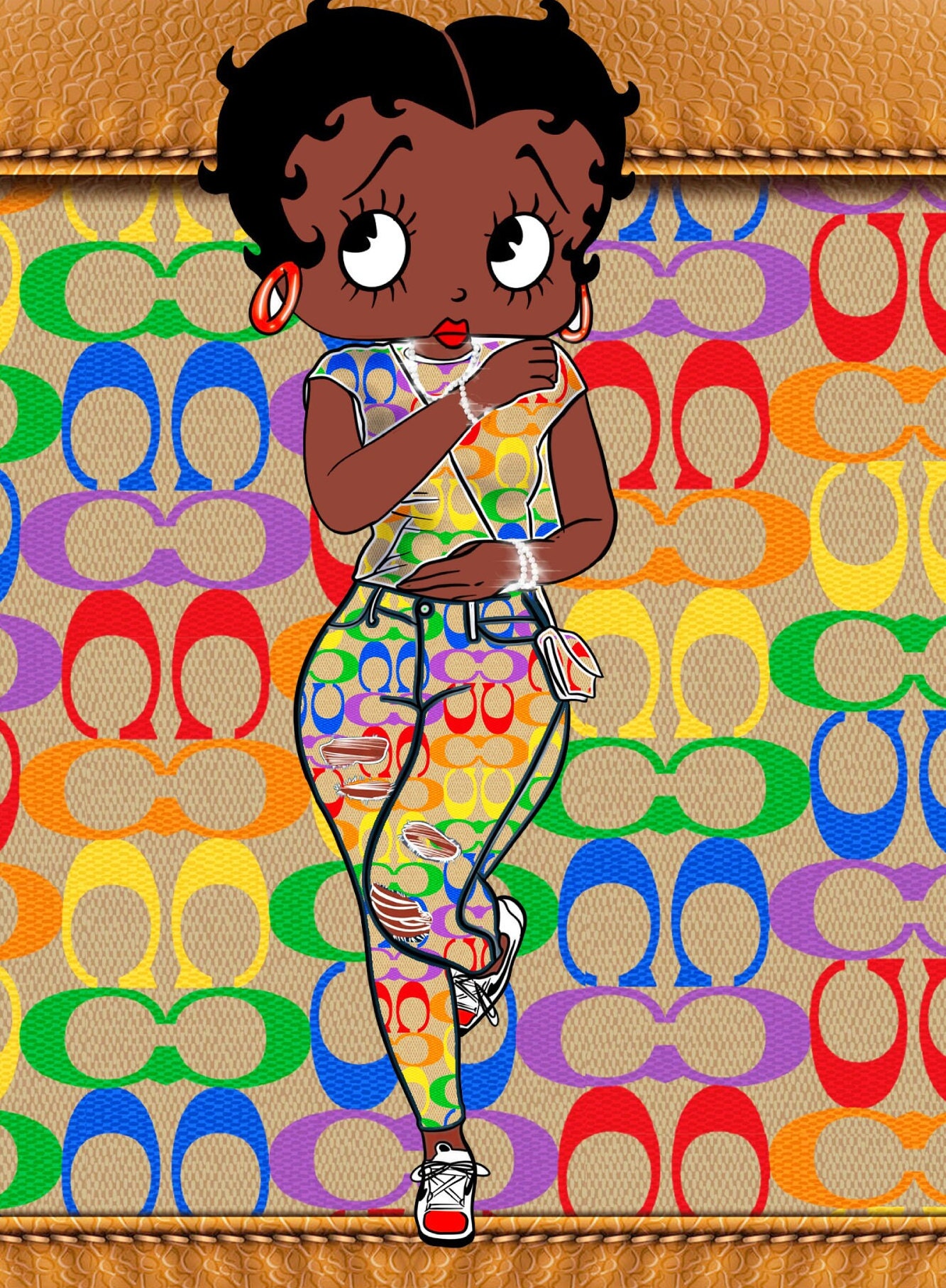 Designer Betty Boop 20oz Tumbler Wrap, Black Betty Boop, Coach Design