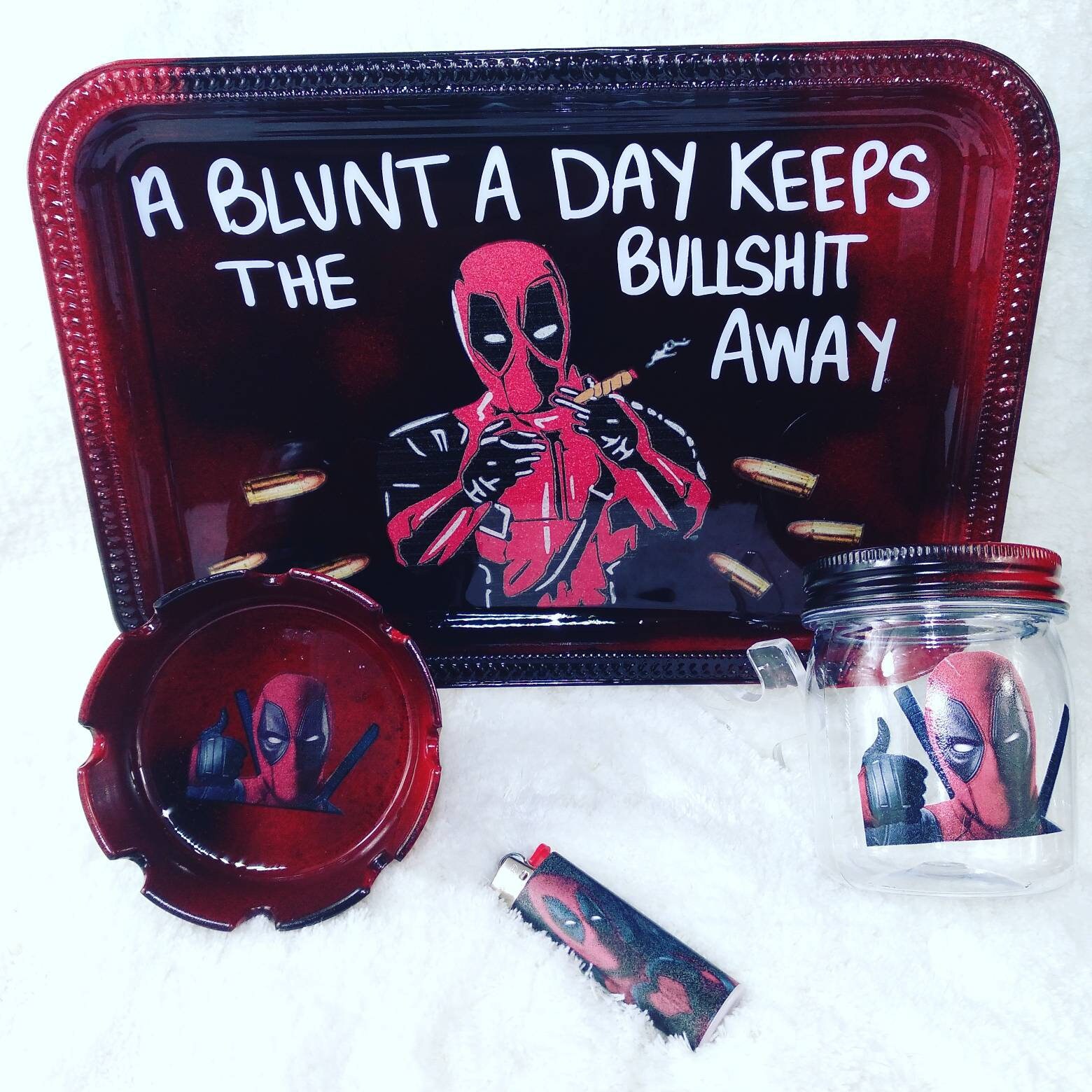 Deadpool rolling tray set tray rolling tray 420 rolling Etsy