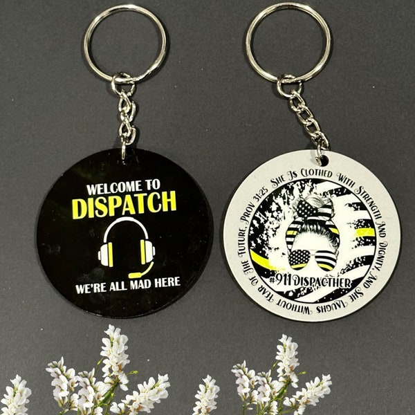 911 dispatcher keychain, dispatcher appreciation week gift, emergency dispatch, funny dispatcher gift for him or her, bulk dispatch key ring