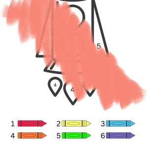 Colora per numero: Elementi - Età del bambino 3-5. Colora con pastelli e matite colorate. Scarica PDF di 4 pagine. Ristampe gratuite. Pagine per bambini.