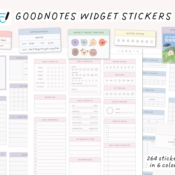 GoodNotes Sticker Book, Pre-Cropped Digital Planning Stickers, Pastel Widget Stickers, Planner Essential Stickers, iPad Widget Stickers