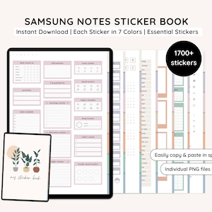 Digital Sticker Book | Pre-cropped Samsung Notes Stickers | Digital Sticky Notes | Digital Planner Sticker |  Aesthetic Digital Stickers
