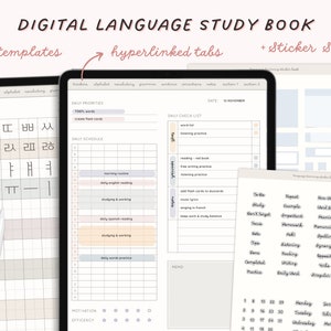 Language Learning Digital Planner, Hyperlinked Language Study Notebook, Goodnotes, Samsung Notes, Ipad Language Planner, Vocabulary Workbook