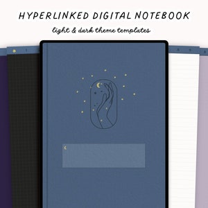 Magical Theme Digital Notebook, Hyperlinked Tabs, Digital Note Templates, Dark Theme & Light Theme, GoodNotes, Notability, Samsung Notes