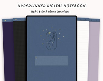 Magical Theme Digital Notebook, Hyperlinked Tabs, Digital Note Templates, Dark Theme & Light Theme, GoodNotes, Notability, Samsung Notes