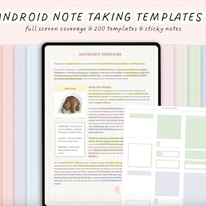 200 plantillas para tomar notas en Android / Plantillas de notas coloridas / Plantillas de notas para estudiantes y universitarios / Samsung Notes, plantilla de notas digitales para Android